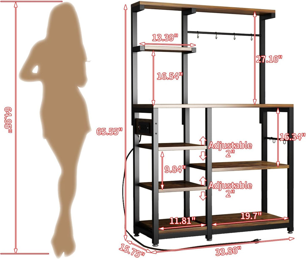 Large Bakers Rack with Power Outlet