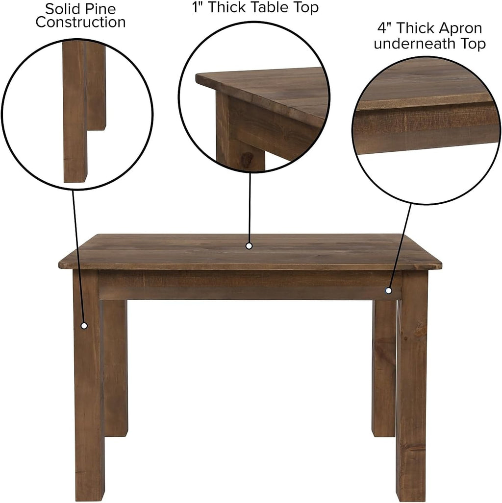 Flash Furniture Foldable Rectangular Dining Table, Rustic