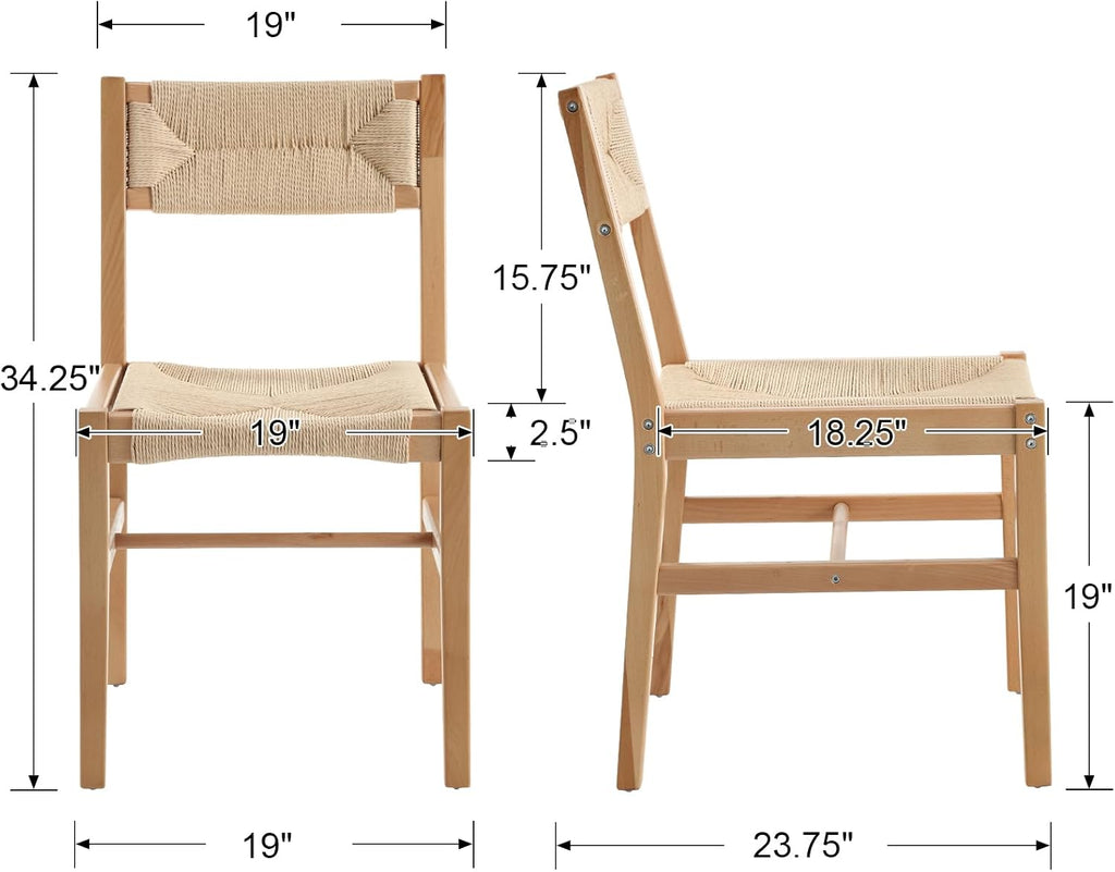 Woven Rattan Dining Chairs Set of 2