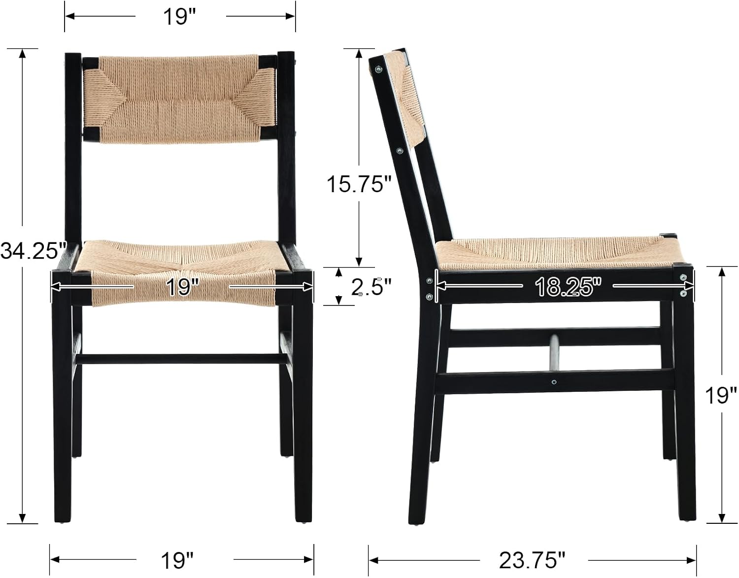Woven Rattan Dining Chairs Set of 4