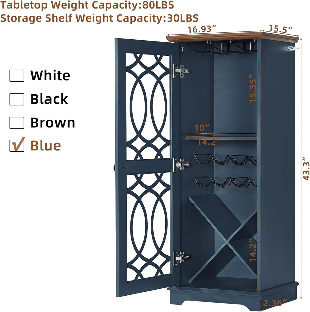 43" Wine Bar Cabinet with Glass Door