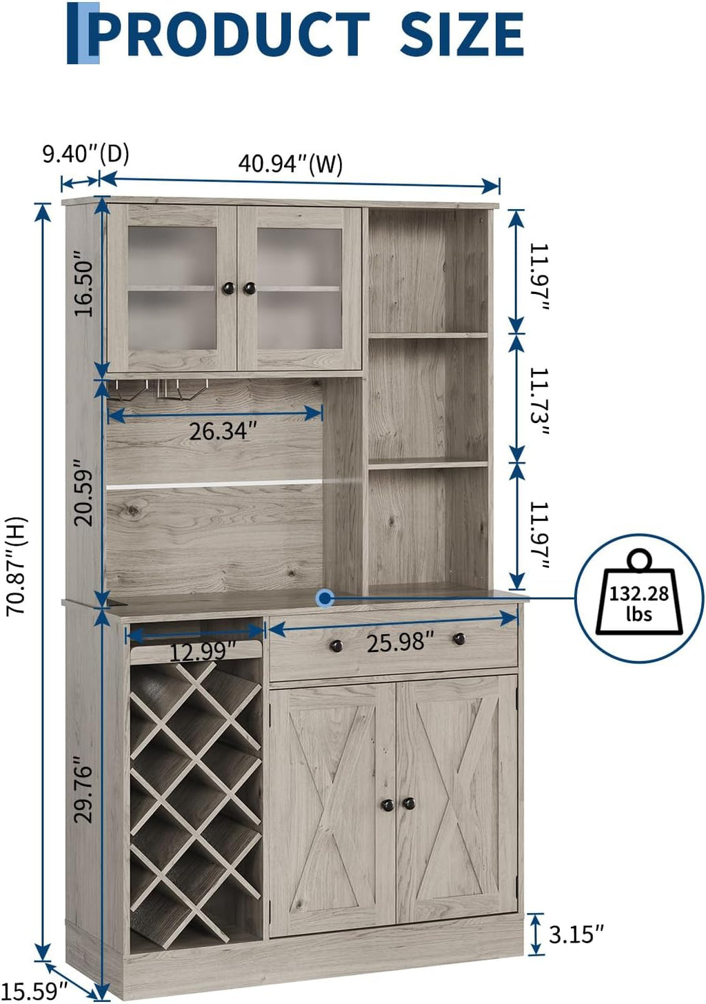 Tall Wine & Coffee Bar Cabinet