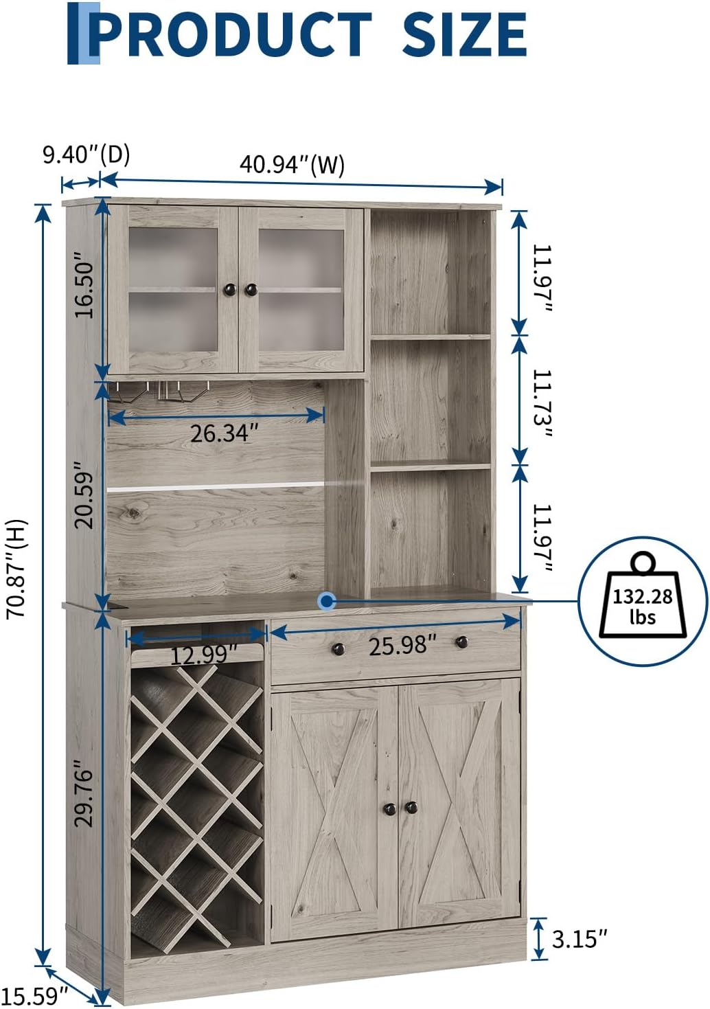 Tall Wine & Coffee Bar Cabinet