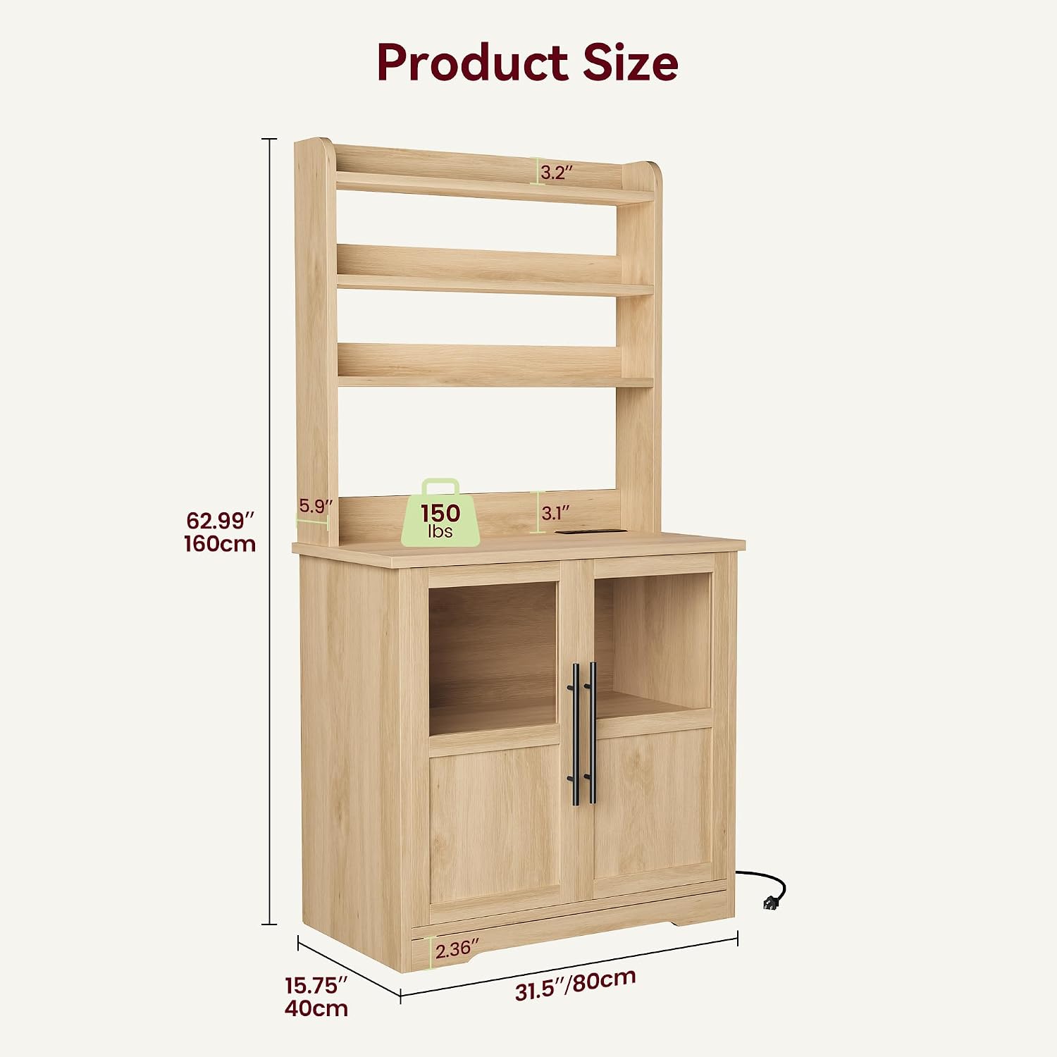Baker Rack with Power Outlets & USB Ports