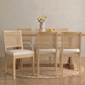 Vintage Rattan Dining Chairs Set of 6, Beige