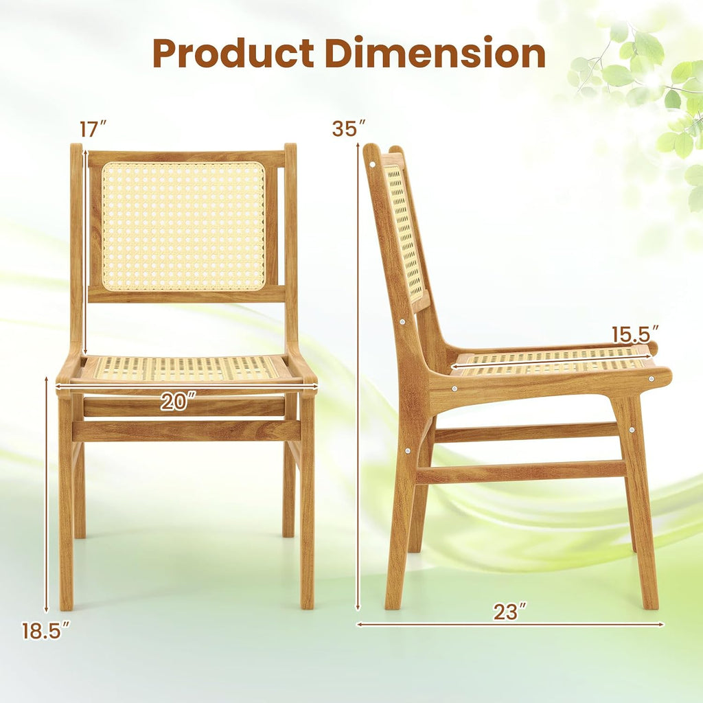 Rattan Teak Dining Chairs