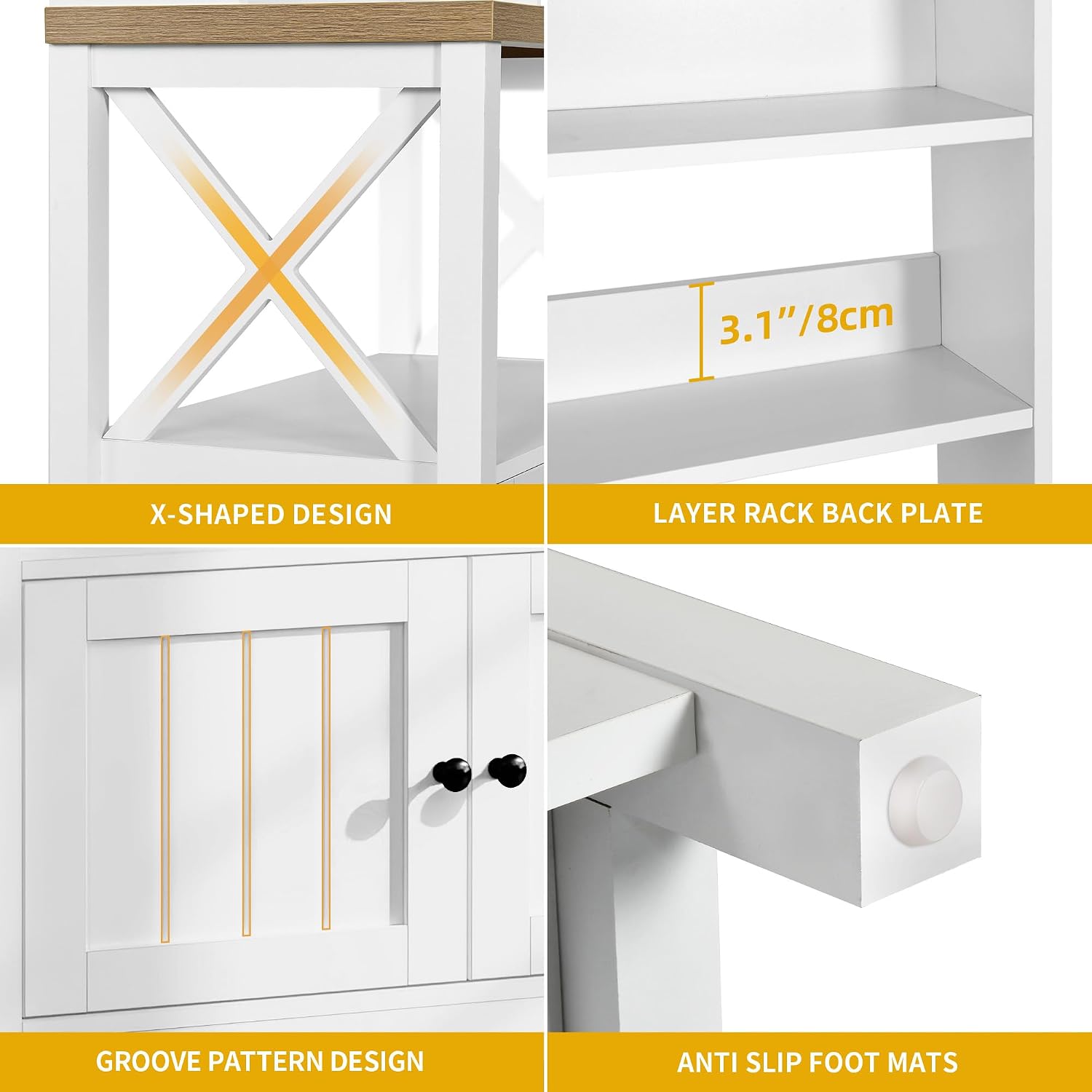 White Baker Rack with Power Outlet