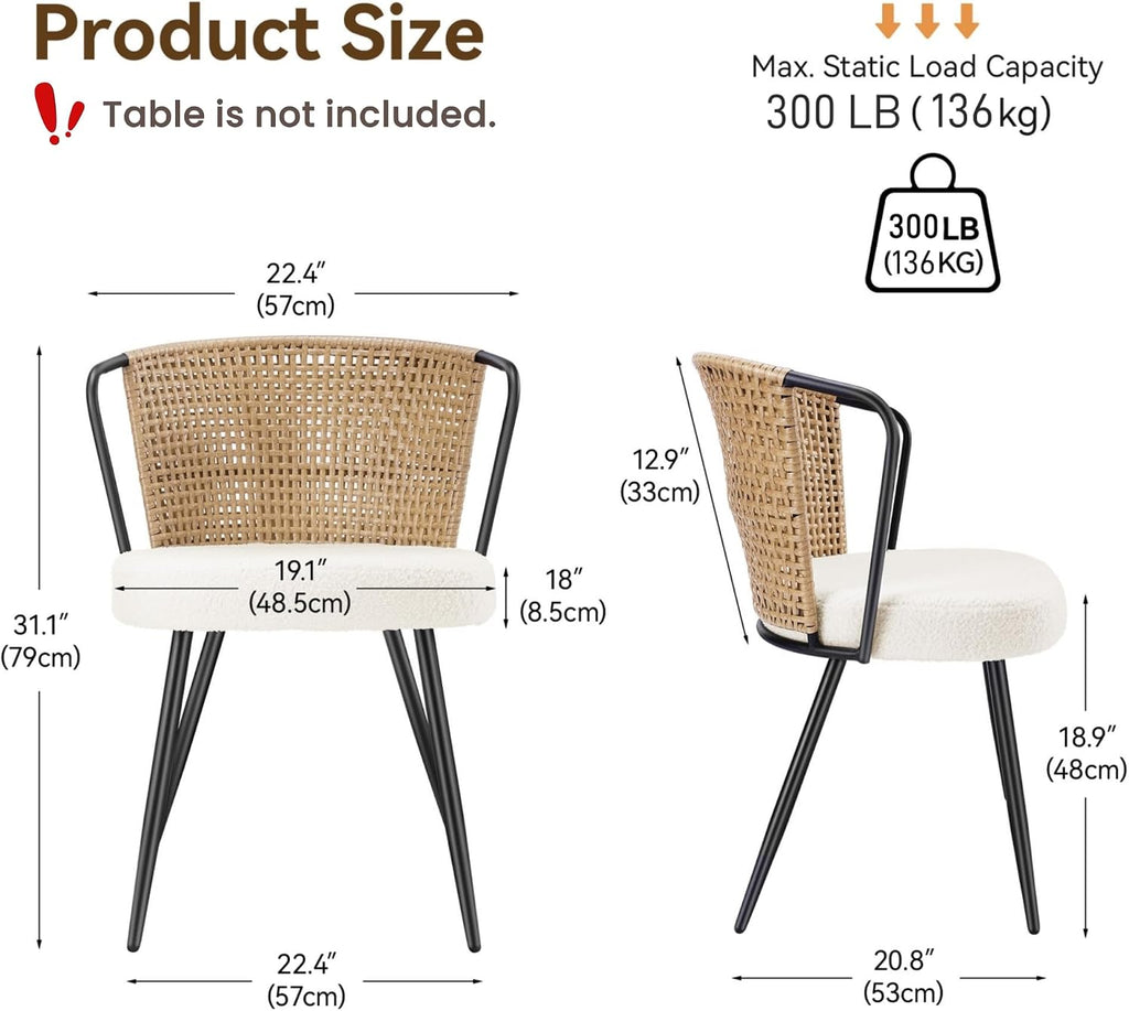 Rattan Dining Chairs Set of 4