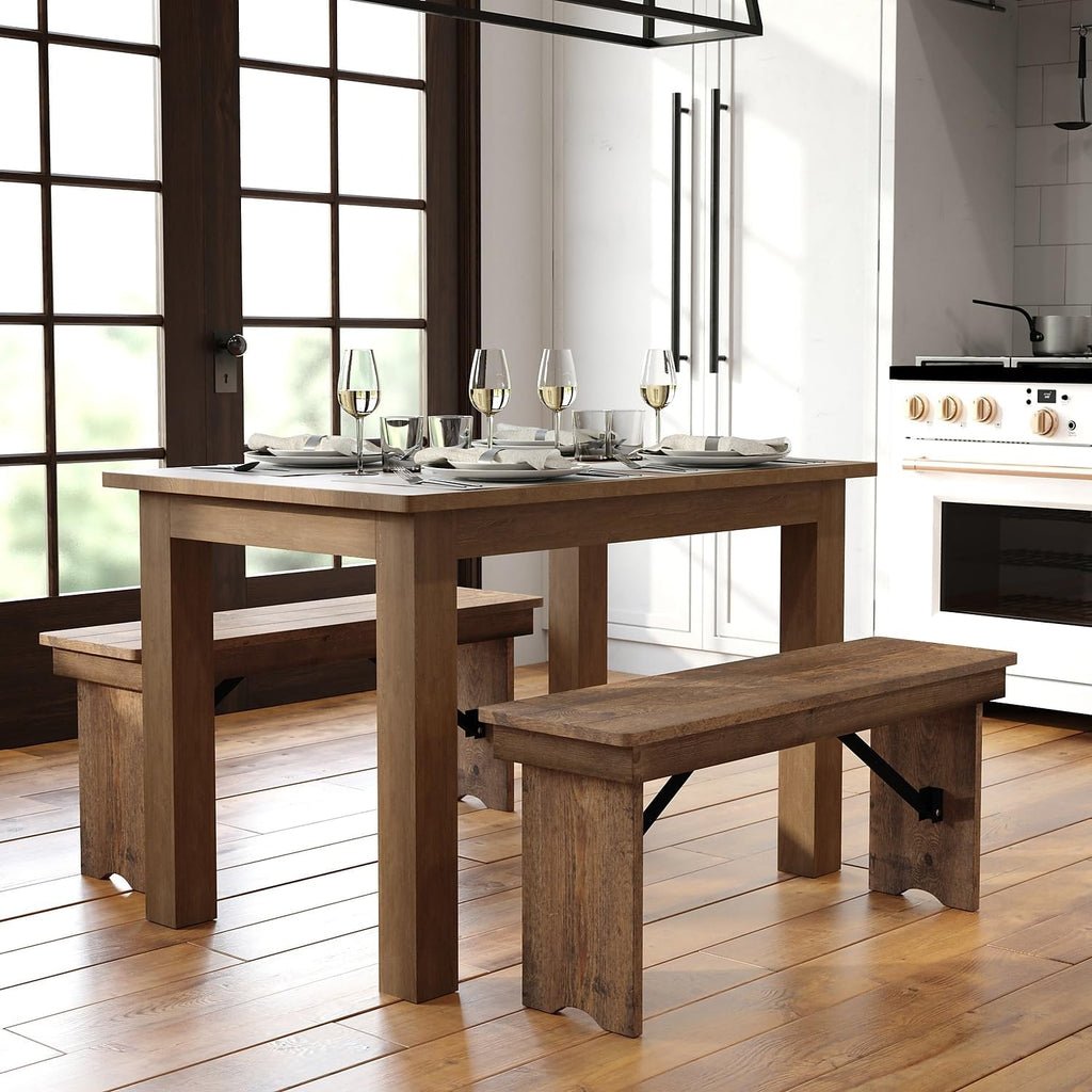 Flash Furniture Foldable Rectangular Dining Table, Rustic