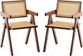 Rattan Bamboo Armchairs Set of 2, Walnut