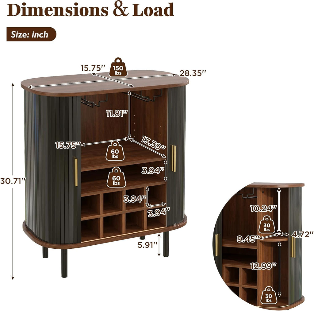 Wine Bar Cabinet with Side Storage