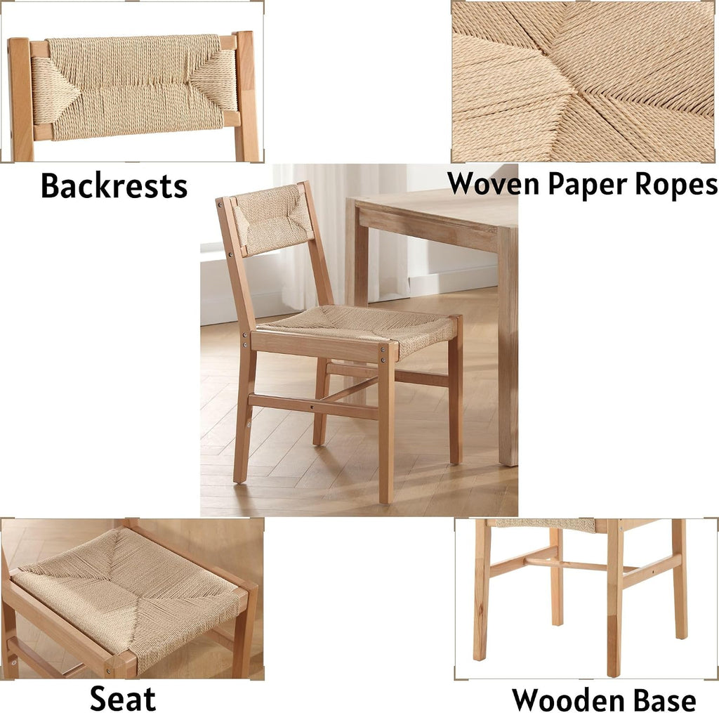 Woven Rattan Dining Chairs Set of 2