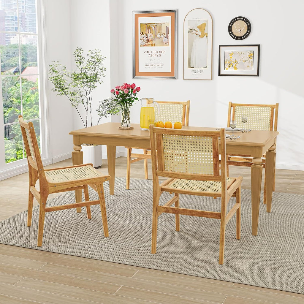 Rattan Teak Dining Chairs