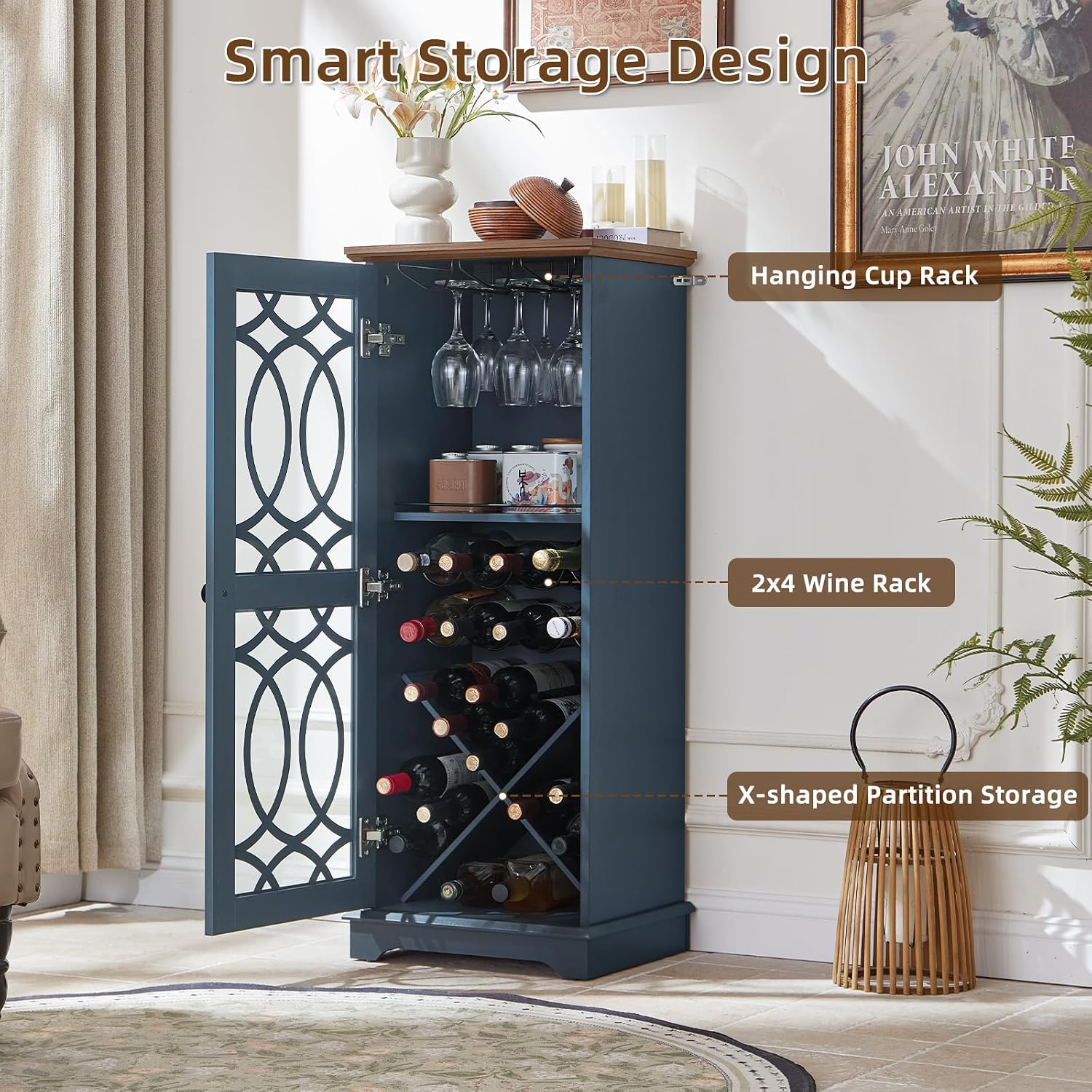 43" Wine Bar Cabinet with Glass Door