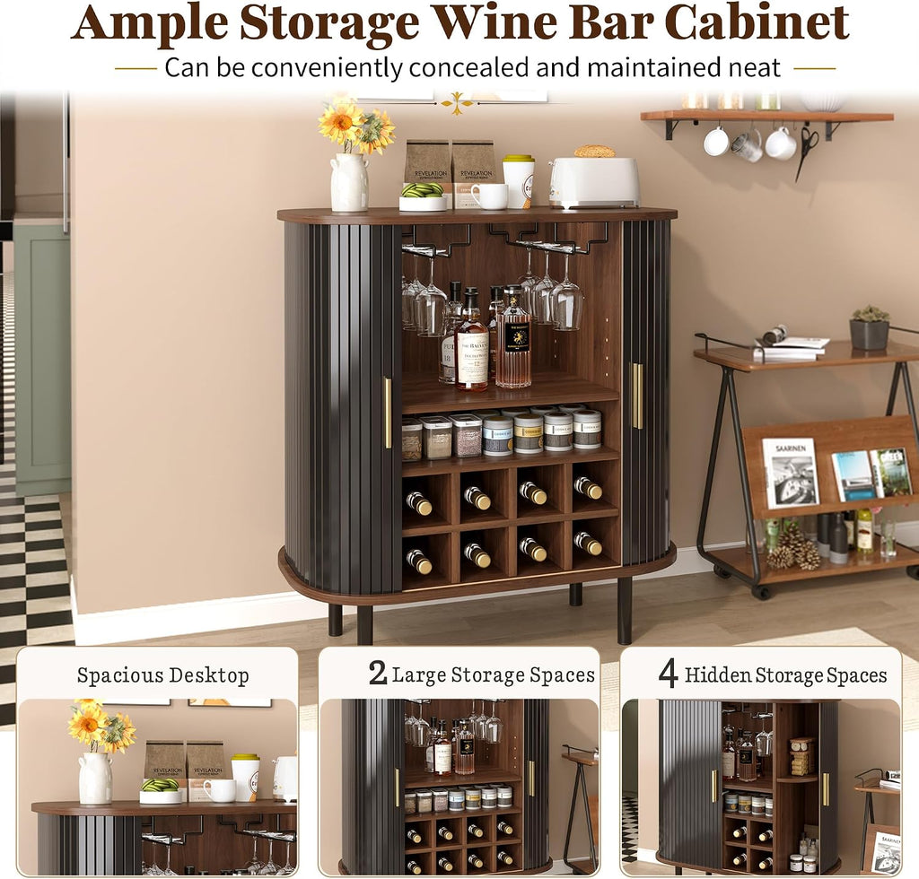 Wine Bar Cabinet with Side Storage