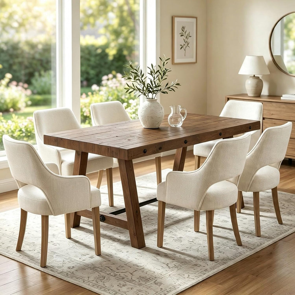 59" Trestle Base Solid Wood Dining Table, Walnut