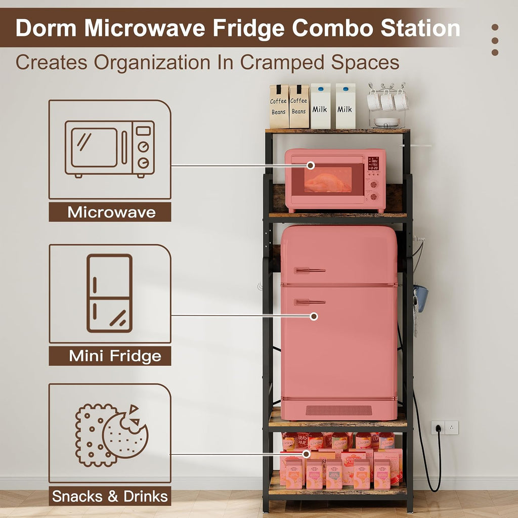 Mini Fridge Microwave Combo Stand Cabinet Shelf