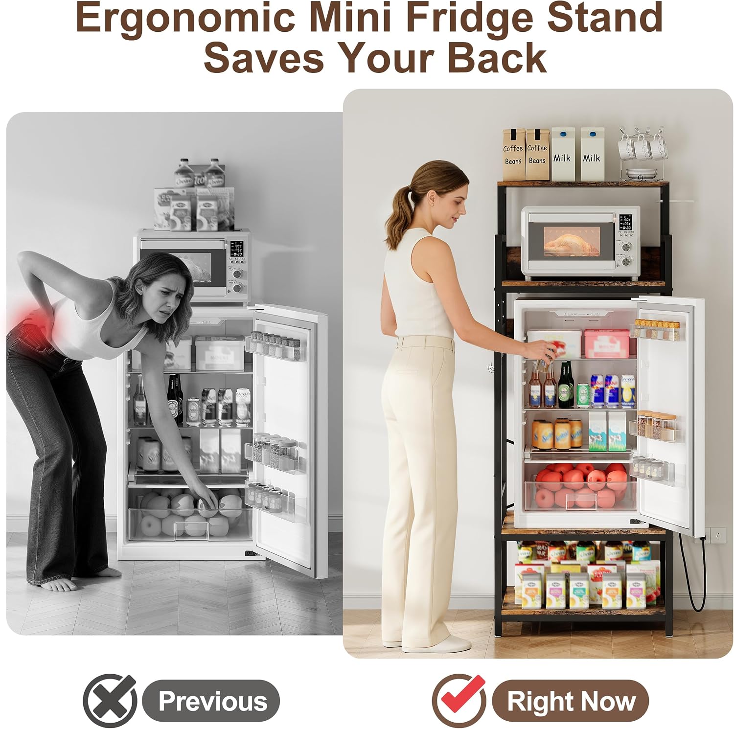 Mini Fridge Microwave Combo Stand Cabinet Shelf