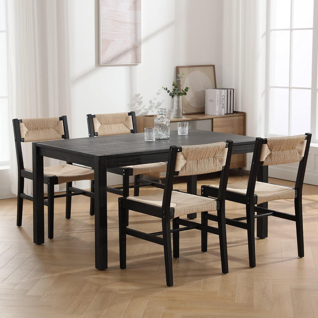 Woven Rattan Dining Chairs Set of 4