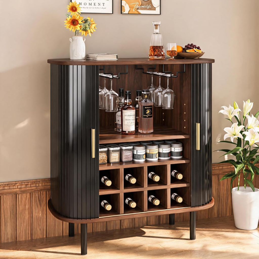 Wine Bar Cabinet with Side Storage