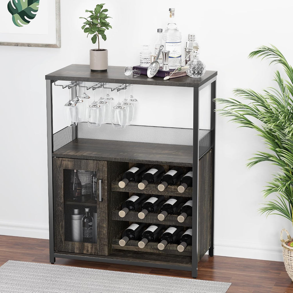 Wine Bar Cabinet with Wine Rack