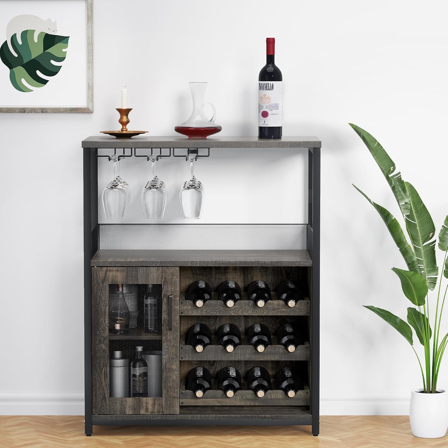 Wine Bar Cabinet with Wine Rack