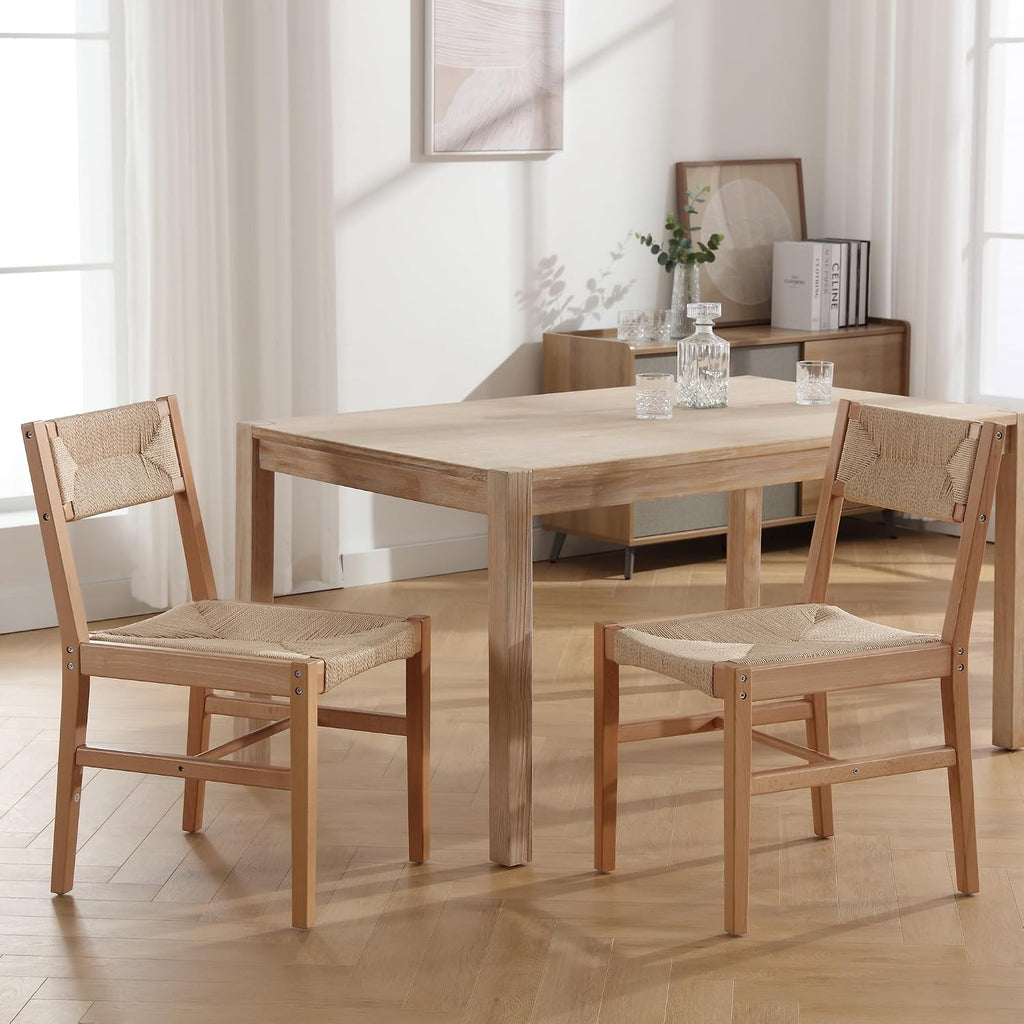 Woven Rattan Dining Chairs Set of 2