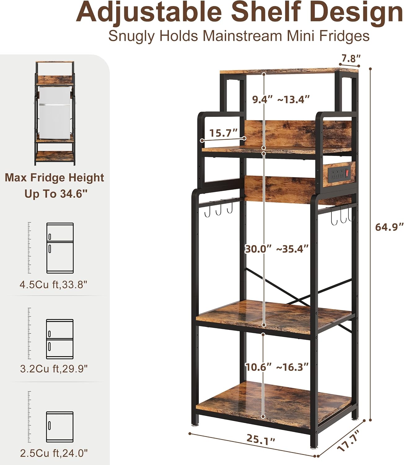 Mini Fridge Microwave Combo Stand Cabinet Shelf
