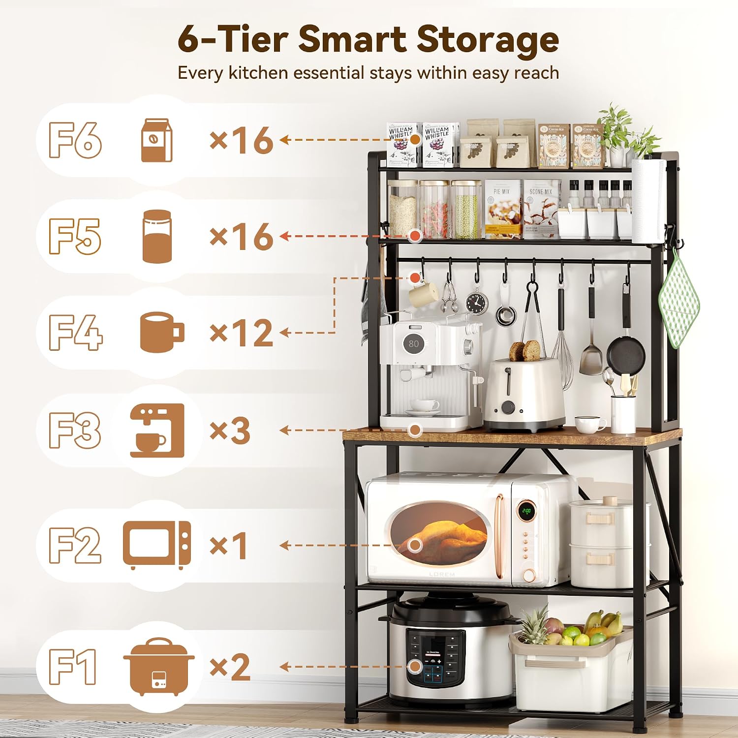 5 Tier Kitchen Bakers Rack Storage