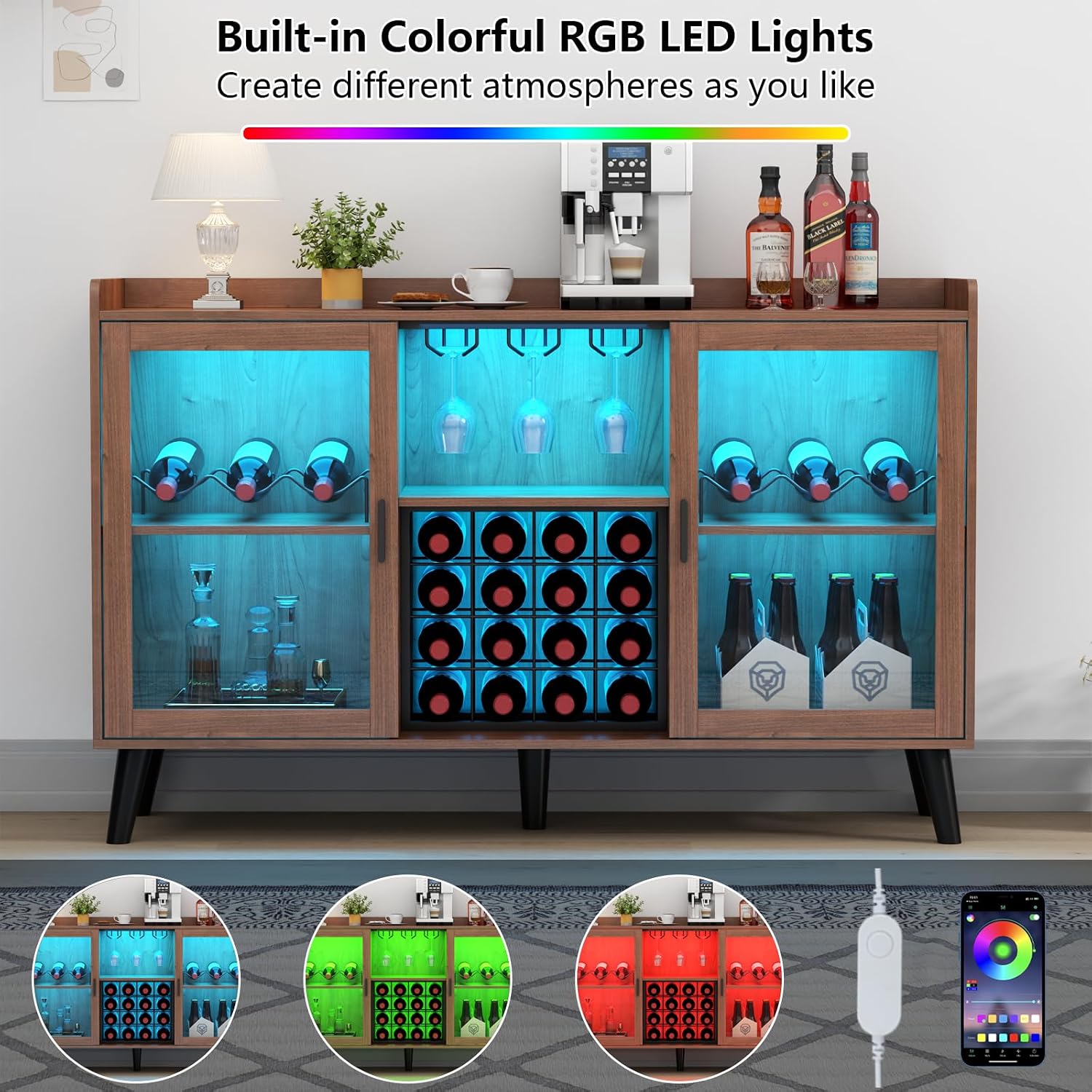 Wine Bar Cabinet with Led Light