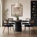 Rattan Boucle Dining Chairs Set of 4, Black