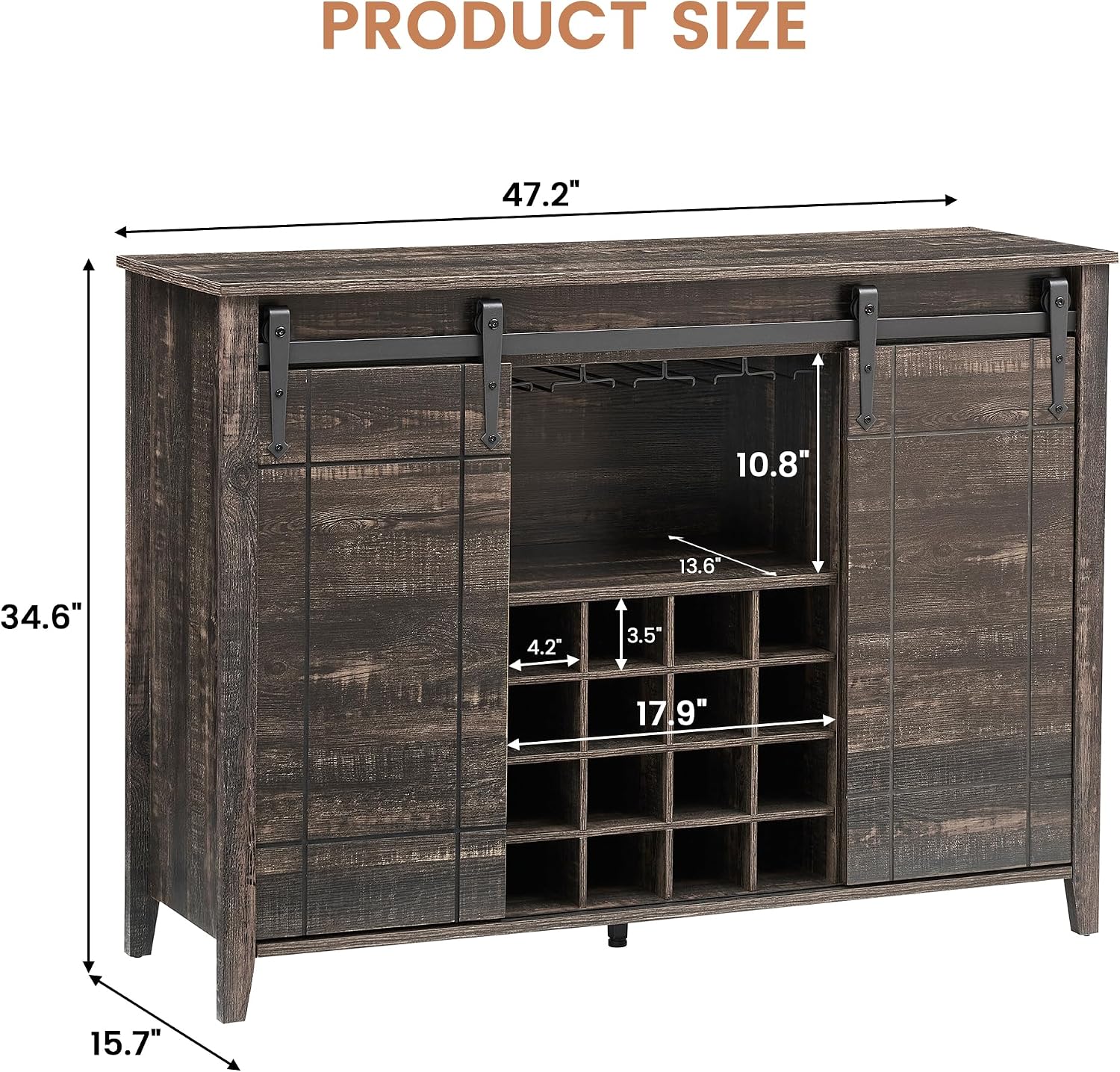 Wine Bar Cabinet with Sliding Barn Doors