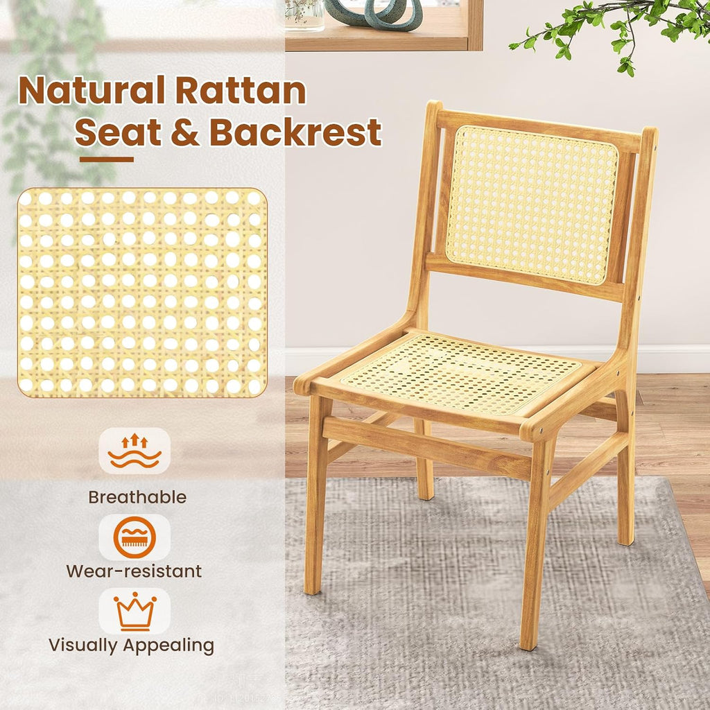 Rattan Teak Dining Chairs