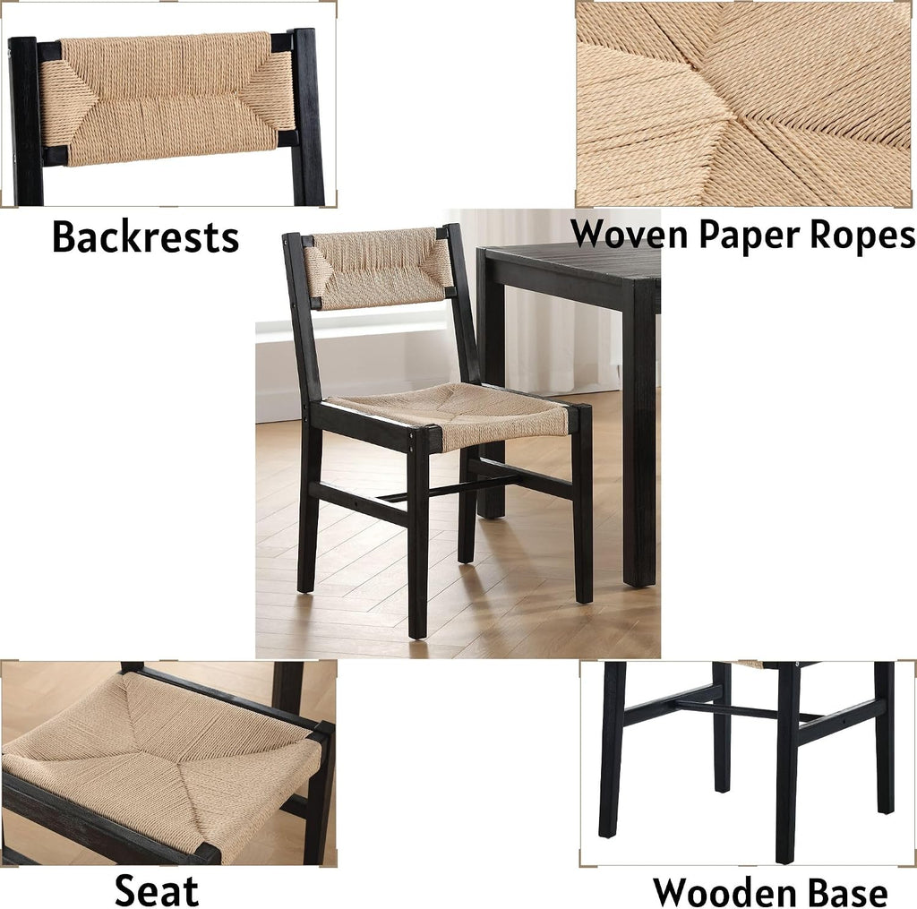 Woven Rattan Dining Chairs Set of 4