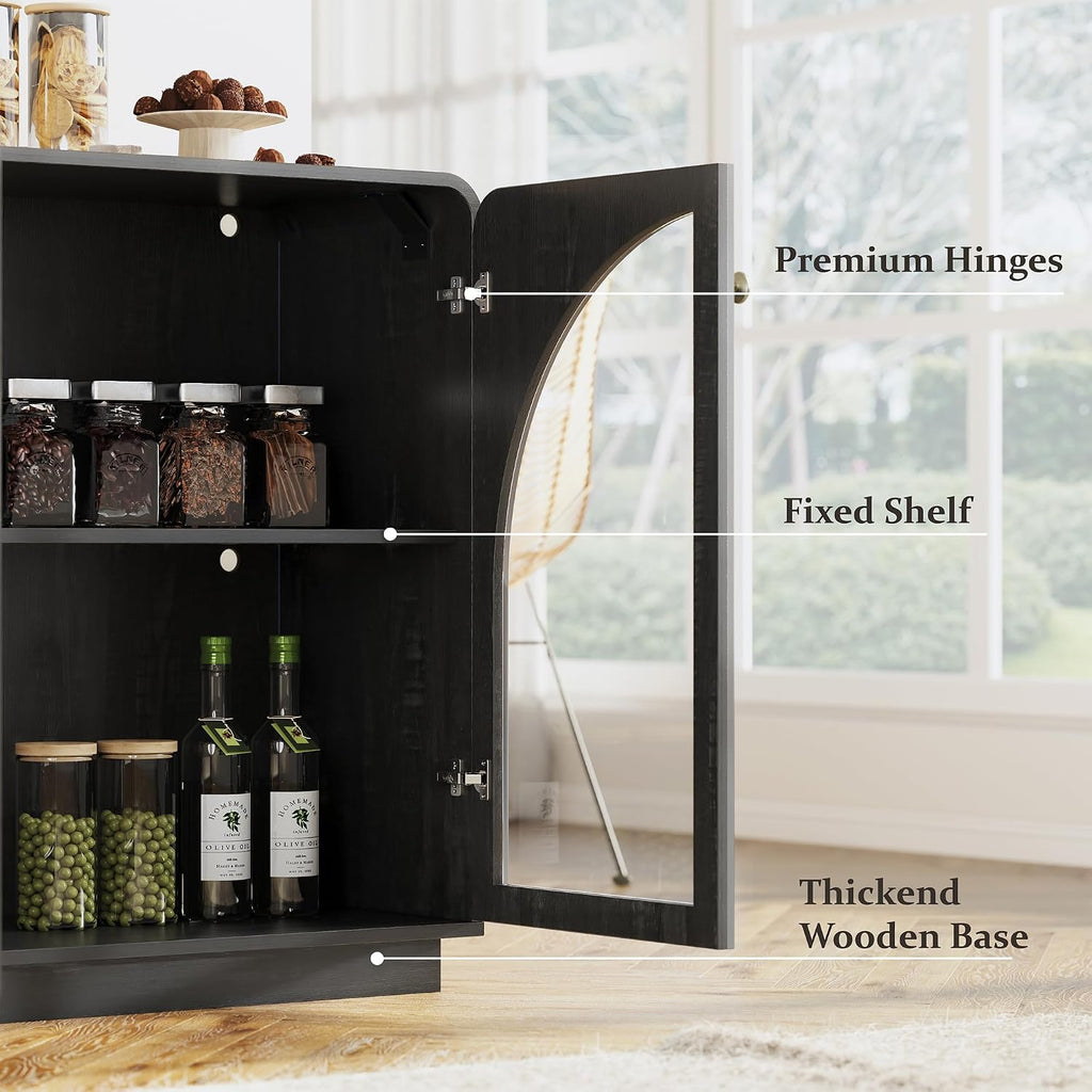 68" Black Sideboard Buffet Cabinet with Storage
