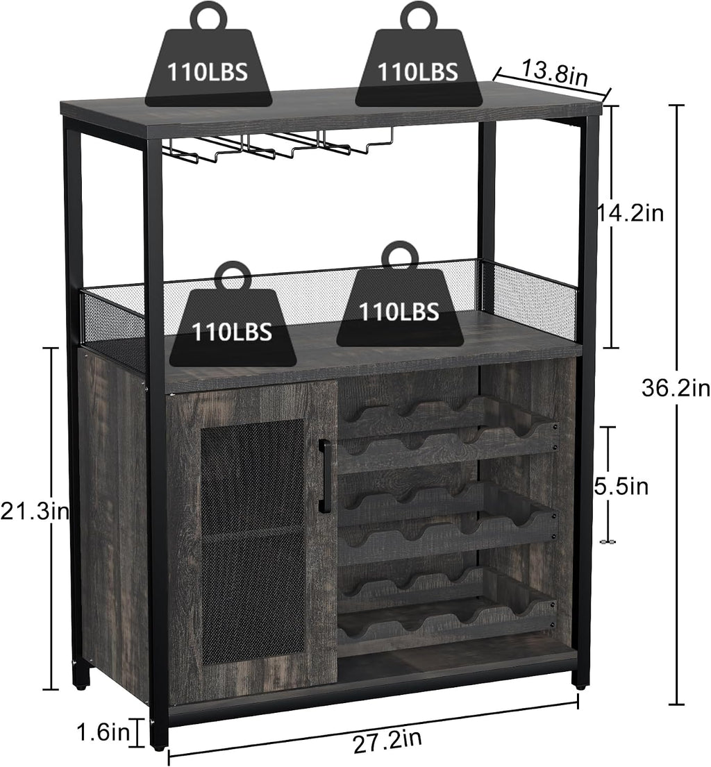 Wine Bar Cabinet with Wine Rack