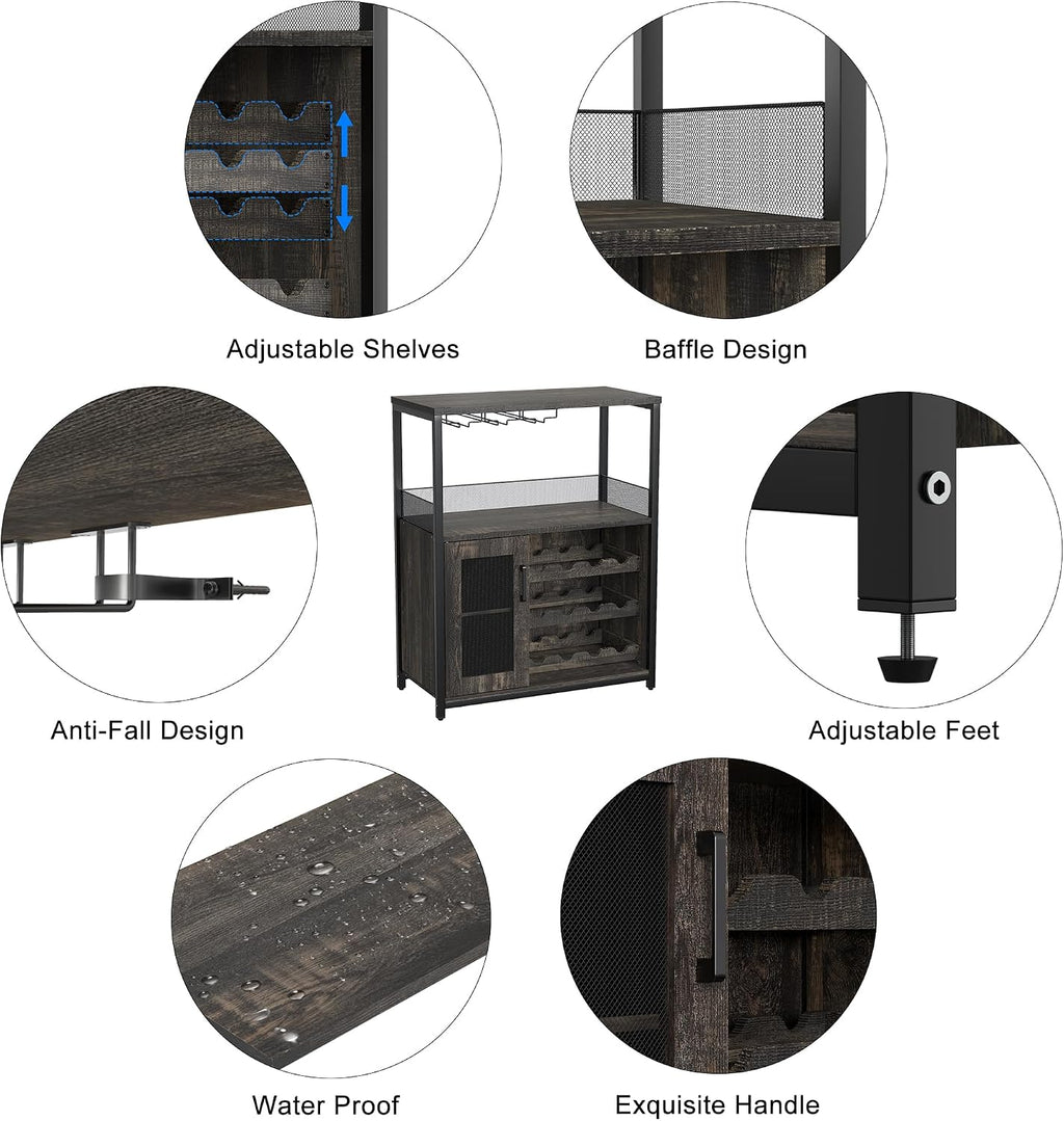 Wine Bar Cabinet with Wine Rack