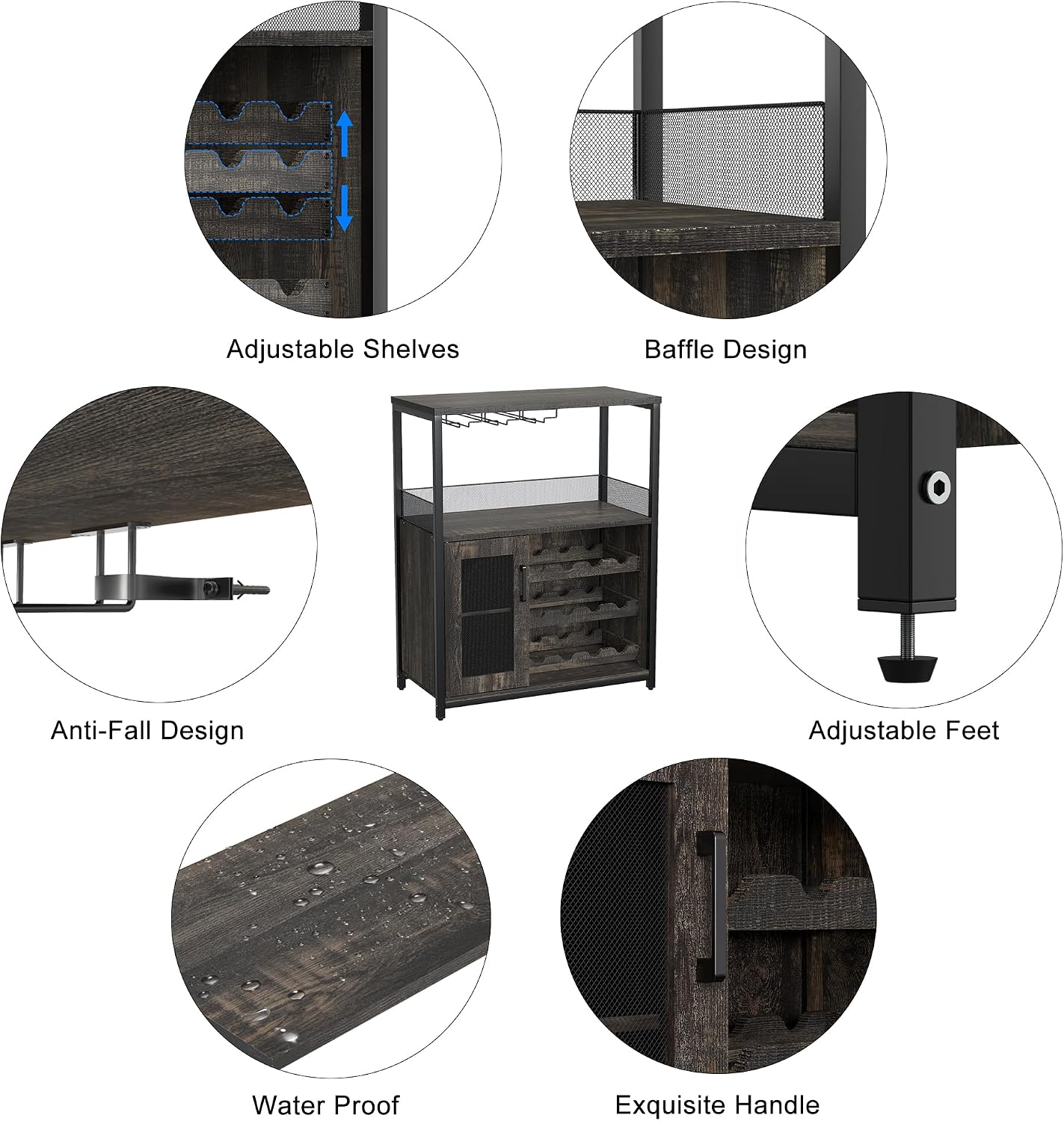 Wine Bar Cabinet with Wine Rack