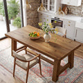 63" Trestle Base Solid Wood Dining Table, Natural Wood