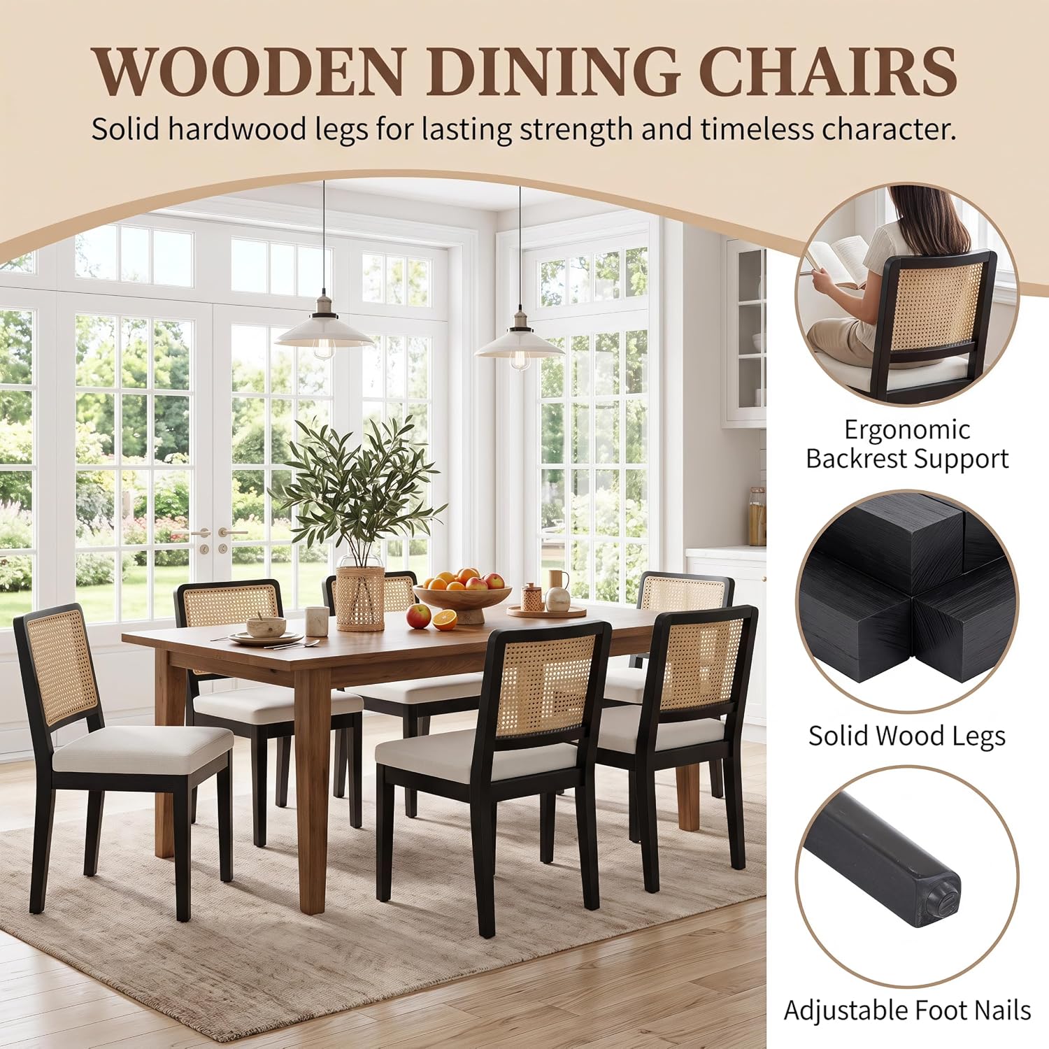 Rattan Dining Chairs Set of 6